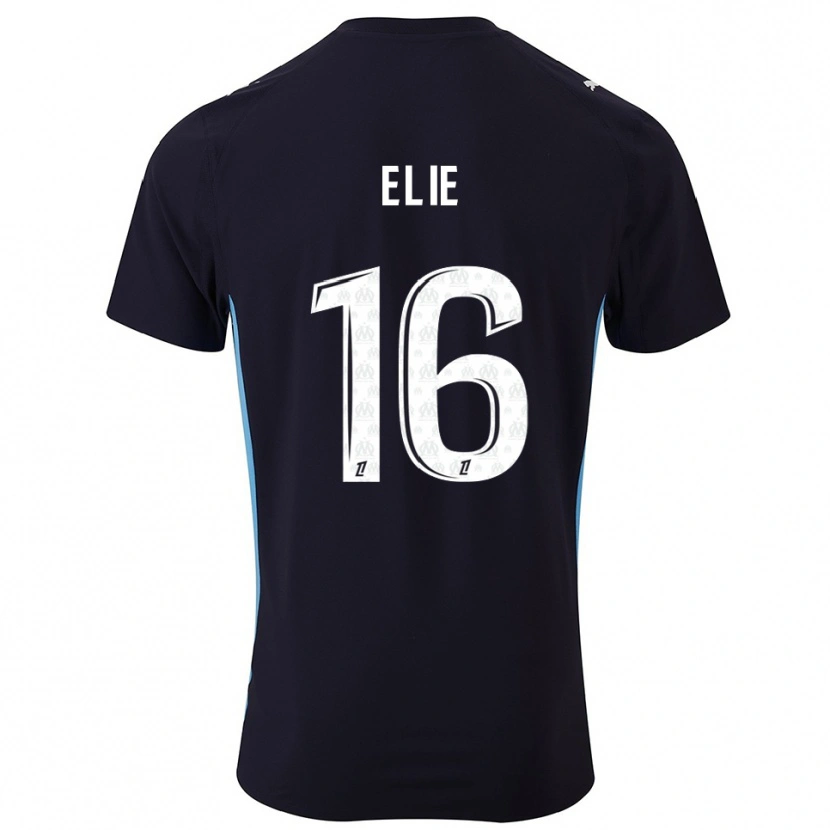 Danxen Mænd Anaïs Elie #16 Sort Himmelblå Udebane Spillertrøjer 2025/26 Trøje T-Shirt