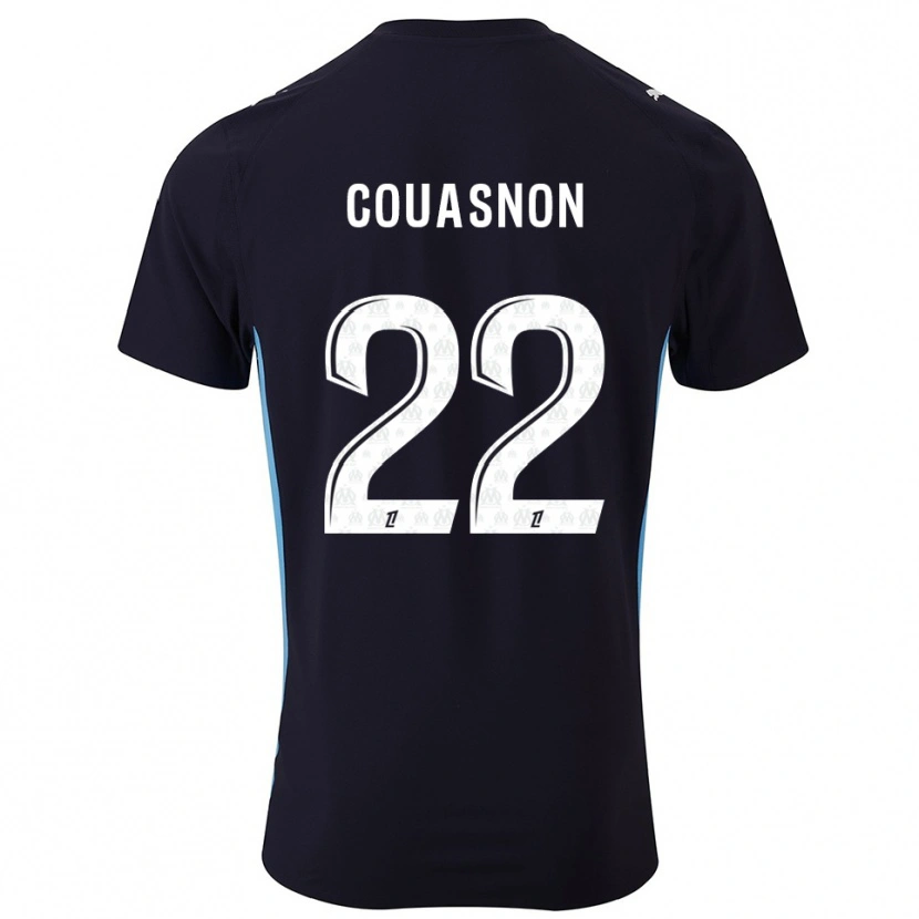 Danxen Mænd Roxane Couasnon #22 Sort Himmelblå Udebane Spillertrøjer 2025/26 Trøje T-Shirt