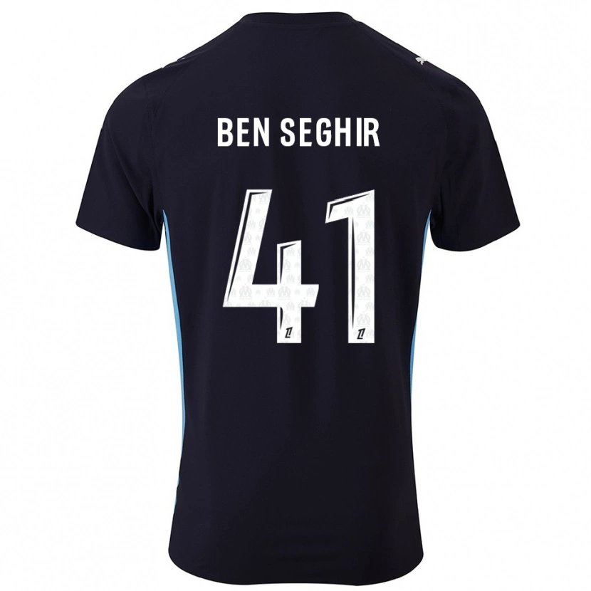 Danxen Mænd Salim Ben Seghir #41 Sort Himmelblå Udebane Spillertrøjer 2025/26 Trøje T-Shirt