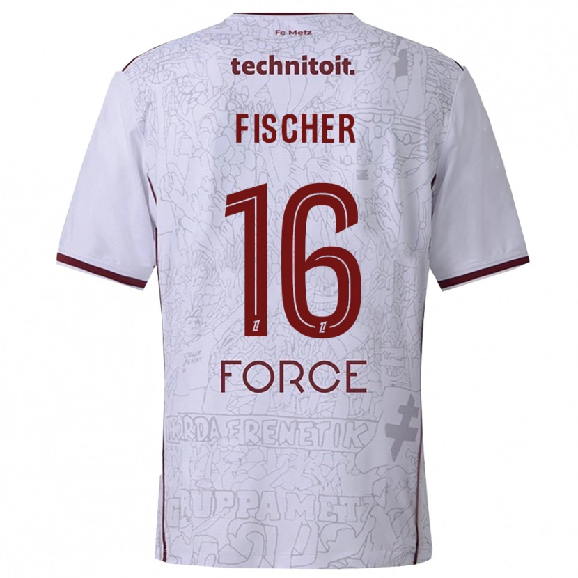 Danxen Mænd Jonathan Fischer #16 Hvid Bordeaux Udebane Spillertrøjer 2025/26 Trøje T-Shirt