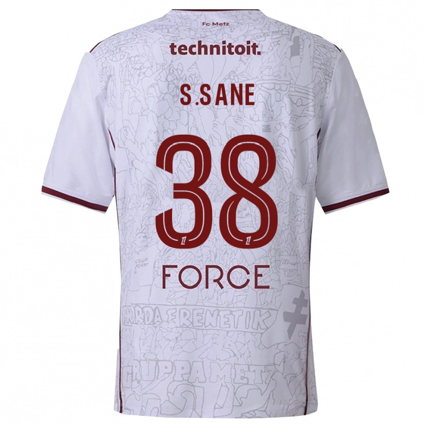 Danxen Mænd Sadibou Sané #38 Hvid Bordeaux Udebane Spillertrøjer 2025/26 Trøje T-Shirt