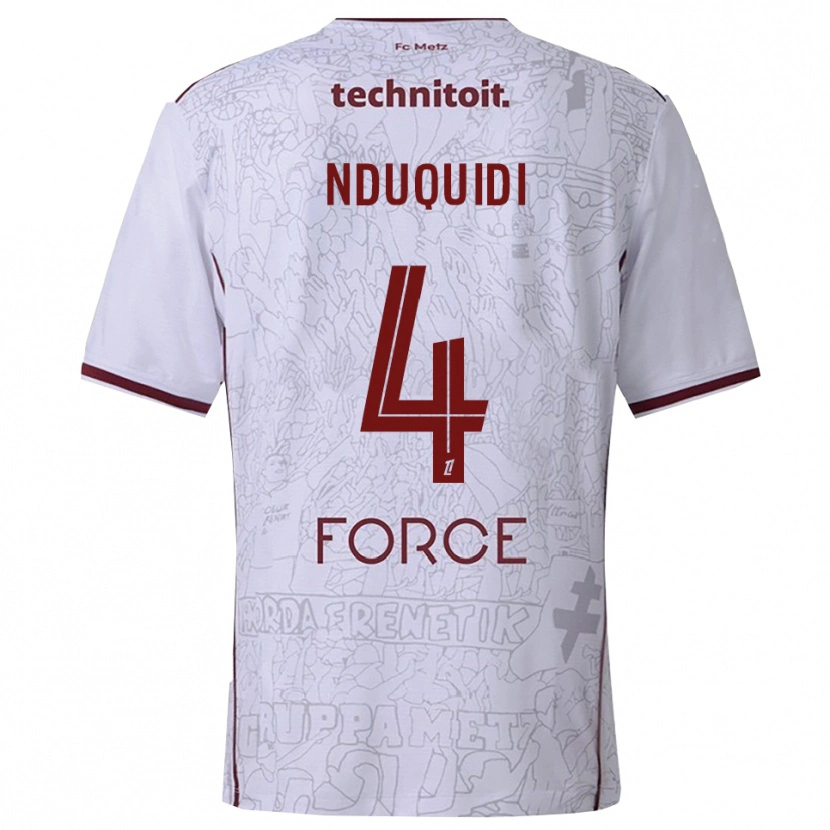 Danxen Mænd Benjamin Nduquidi #4 Hvid Bordeaux Udebane Spillertrøjer 2025/26 Trøje T-Shirt