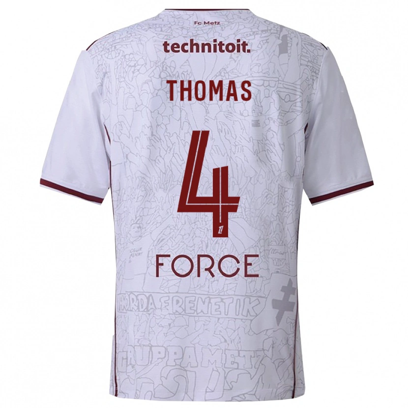 Danxen Mænd Gabriel Thomas #4 Hvid Bordeaux Udebane Spillertrøjer 2025/26 Trøje T-Shirt