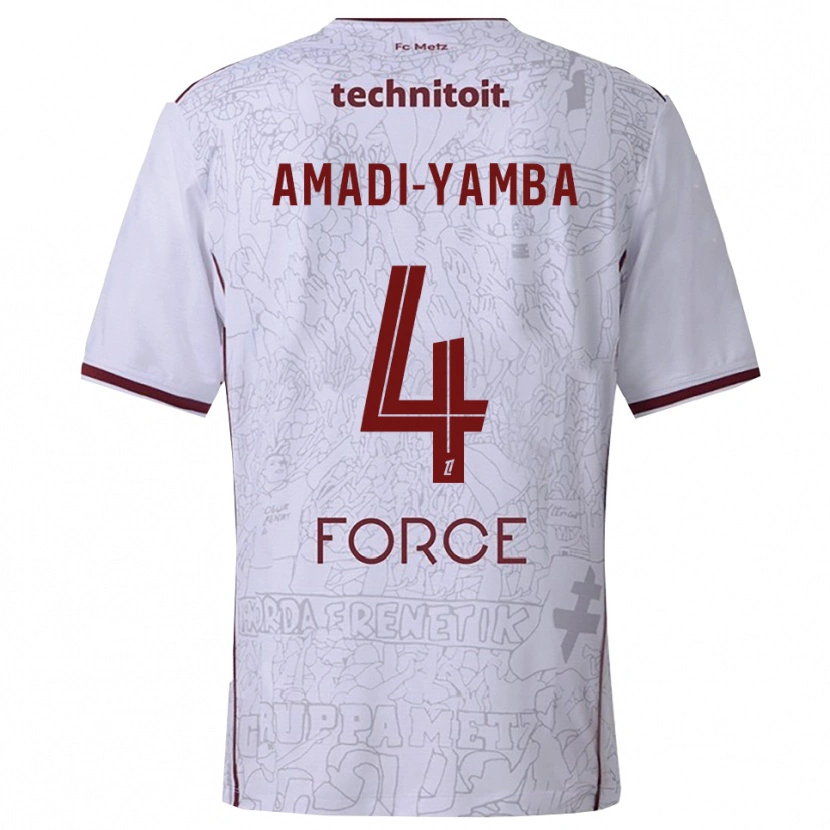 Danxen Mænd Nelson Amadi-Yamba #4 Hvid Bordeaux Udebane Spillertrøjer 2025/26 Trøje T-Shirt