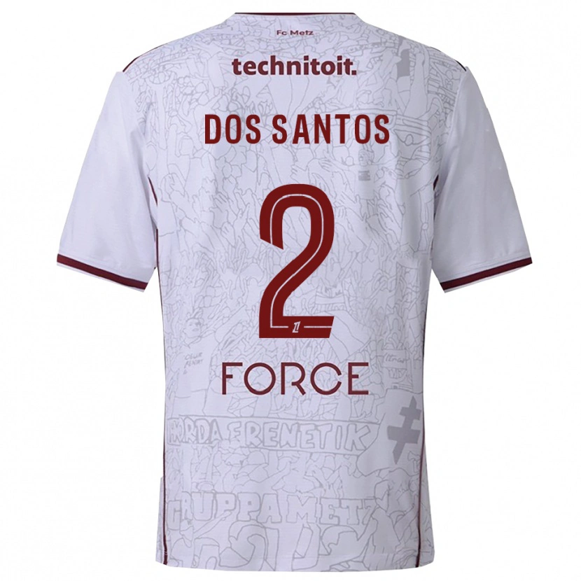 Danxen Mænd Tahirys Dos Santos #2 Hvid Bordeaux Udebane Spillertrøjer 2025/26 Trøje T-Shirt