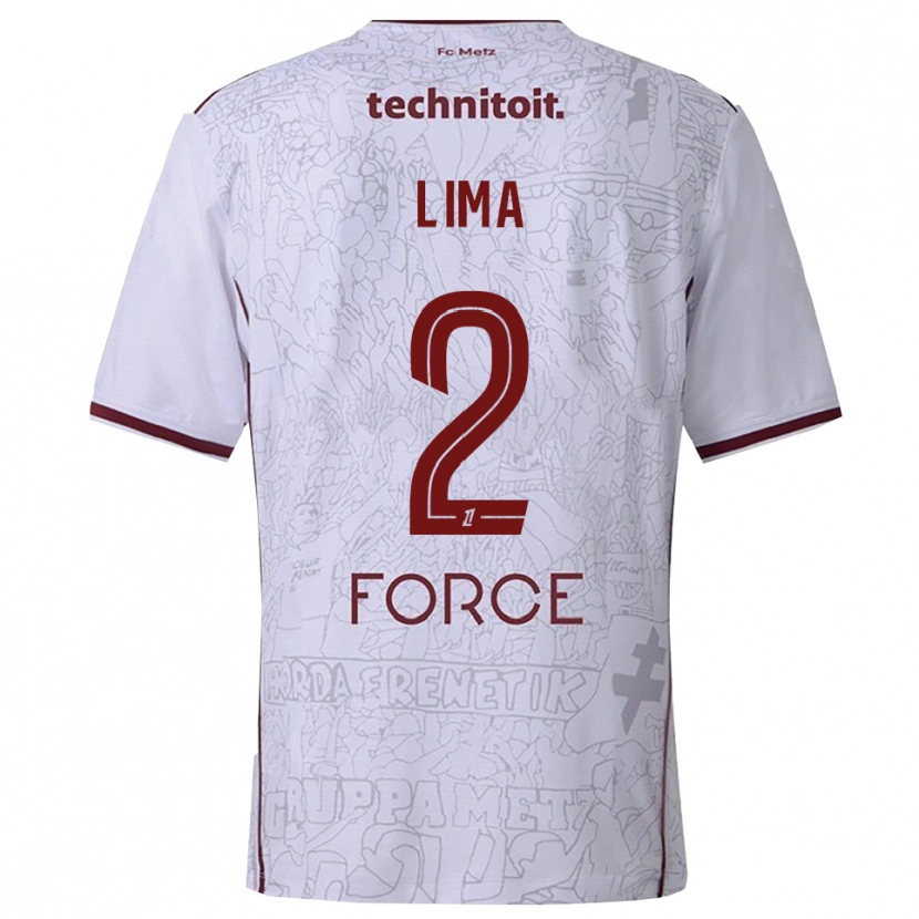 Danxen Mænd Edson Lima #2 Hvid Bordeaux Udebane Spillertrøjer 2025/26 Trøje T-Shirt