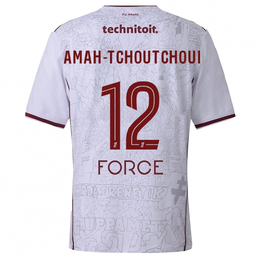 Danxen Mænd Marco Amah-Tchoutchoui #12 Hvid Bordeaux Udebane Spillertrøjer 2025/26 Trøje T-Shirt