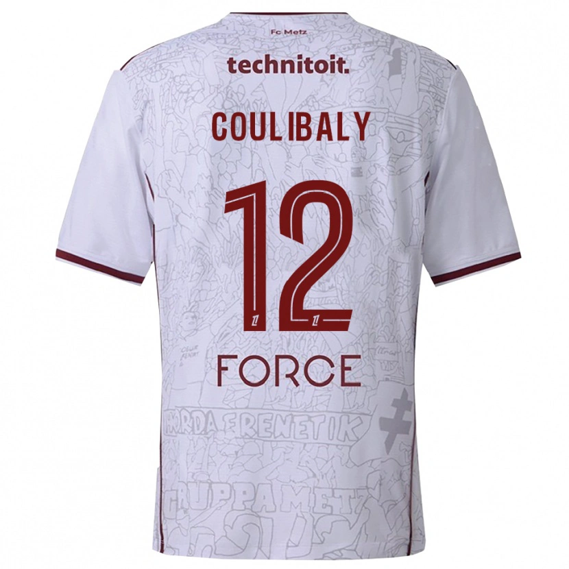 Danxen Mænd Kady Coulibaly #12 Hvid Bordeaux Udebane Spillertrøjer 2025/26 Trøje T-Shirt
