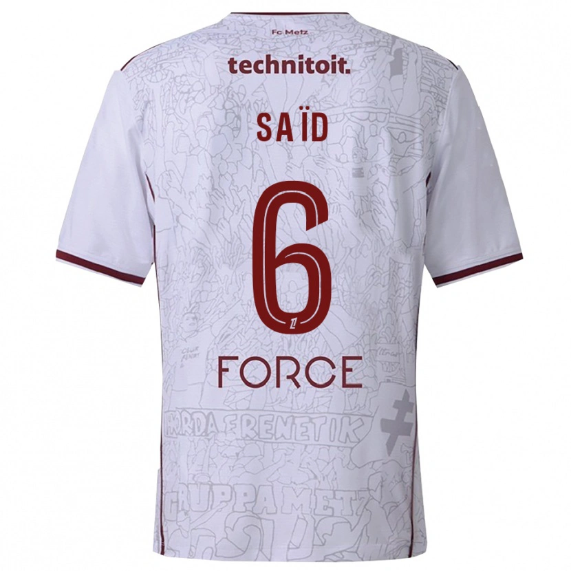 Danxen Mænd Maoulida Saïd #6 Hvid Bordeaux Udebane Spillertrøjer 2025/26 Trøje T-Shirt