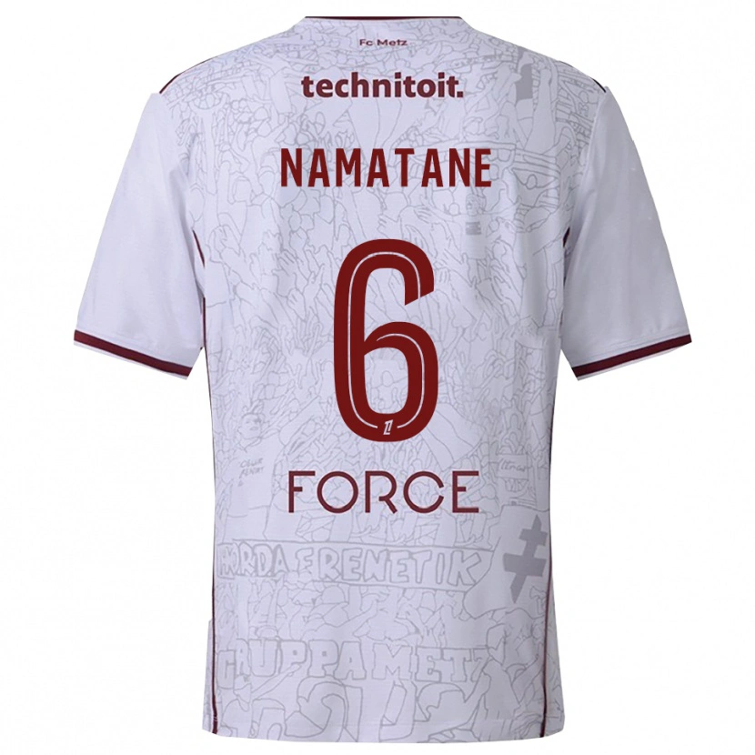 Danxen Mænd Joseph Namatane #6 Hvid Bordeaux Udebane Spillertrøjer 2025/26 Trøje T-Shirt