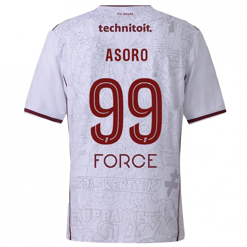 Danxen Mænd Joel Asoro #99 Hvid Bordeaux Udebane Spillertrøjer 2025/26 Trøje T-Shirt