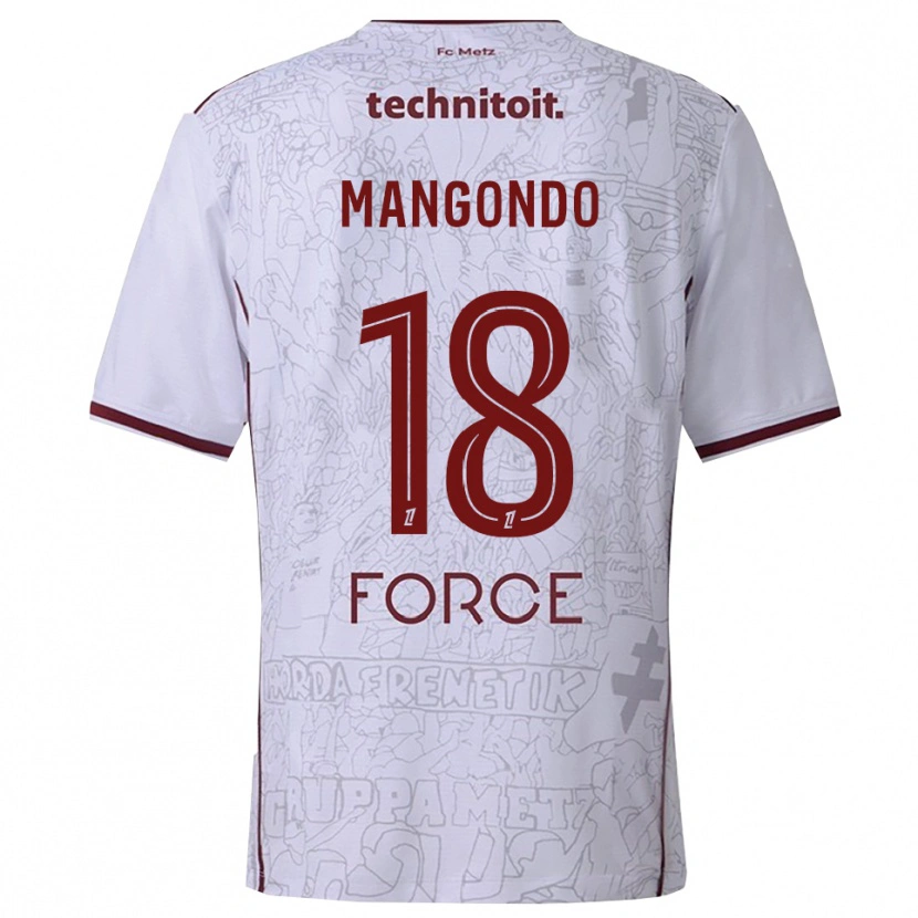 Danxen Mænd Joseph Mangondo #18 Hvid Bordeaux Udebane Spillertrøjer 2025/26 Trøje T-Shirt