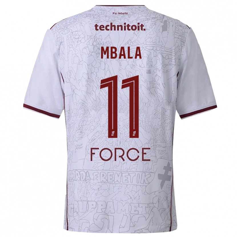 Danxen Mænd Nathan Mbala #11 Hvid Bordeaux Udebane Spillertrøjer 2025/26 Trøje T-Shirt