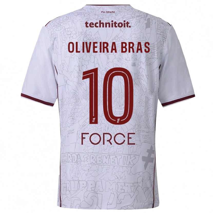 Danxen Mænd Luisa Oliveira Bras #10 Hvid Bordeaux Udebane Spillertrøjer 2025/26 Trøje T-Shirt