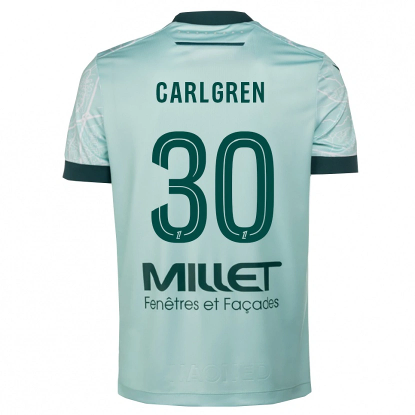 Danxen Mænd Patrik Carlgren #30 Grøn Hvid Udebane Spillertrøjer 2025/26 Trøje T-Shirt