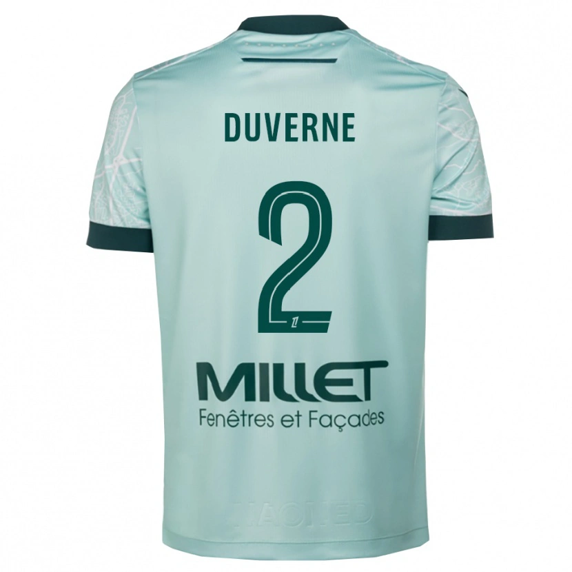 Danxen Mænd Jean-Kévin Duverne #2 Grøn Hvid Udebane Spillertrøjer 2025/26 Trøje T-Shirt