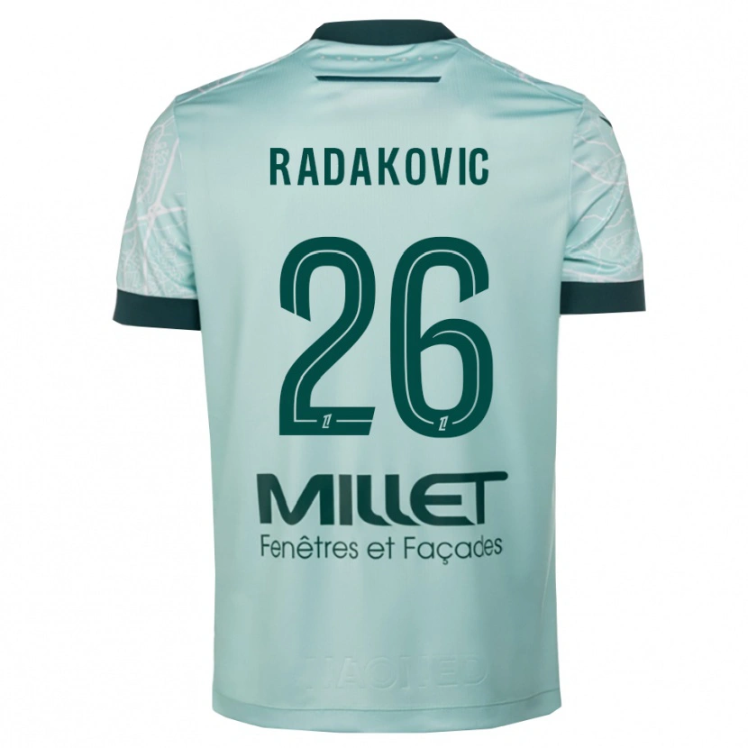 Danxen Mænd Uros Radakovic #26 Grøn Hvid Udebane Spillertrøjer 2025/26 Trøje T-Shirt