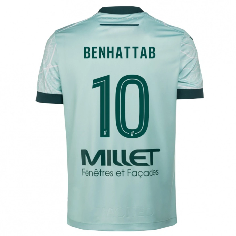 Danxen Mænd Yassine Benhattab #10 Grøn Hvid Udebane Spillertrøjer 2025/26 Trøje T-Shirt
