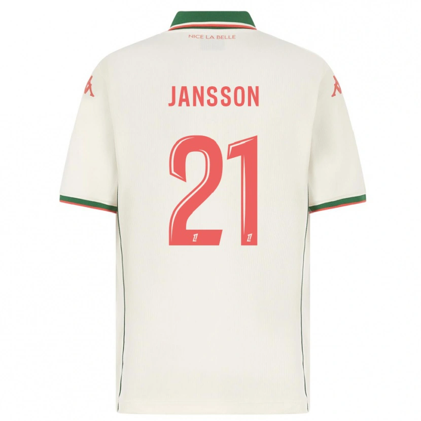 Danxen Mænd Isak Jansson #21 Hvid Grøn Udebane Spillertrøjer 2025/26 Trøje T-Shirt