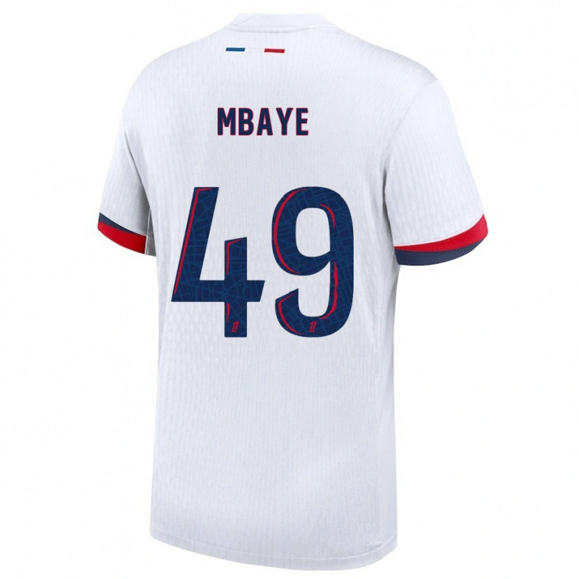 Danxen Mænd Ibrahim Mbaye #49 Hvid Rød Udebane Spillertrøjer 2025/26 Trøje T-Shirt