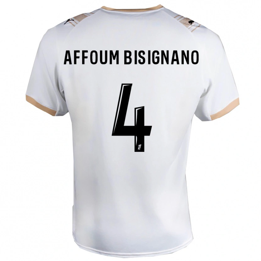 Danxen Mænd Layan Affoum Bisignano #4 Hvid Sort Udebane Spillertrøjer 2025/26 Trøje T-Shirt