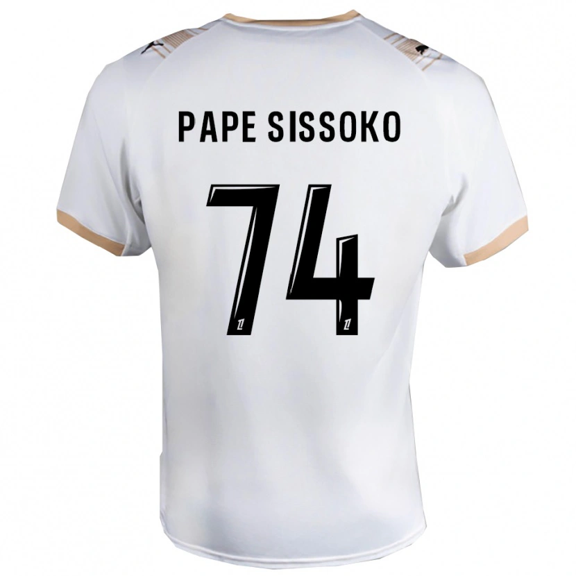 Danxen Mænd Niama Pape Sissoko #74 Hvid Sort Udebane Spillertrøjer 2025/26 Trøje T-Shirt
