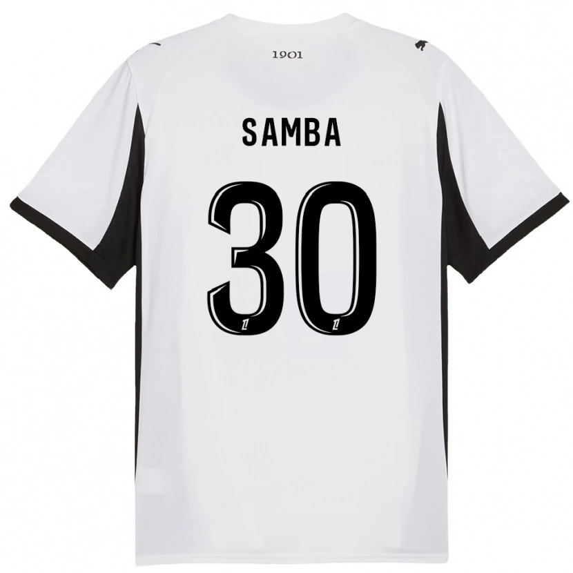 Danxen Mænd Brice Samba #30 Hvid Sort Udebane Spillertrøjer 2025/26 Trøje T-Shirt