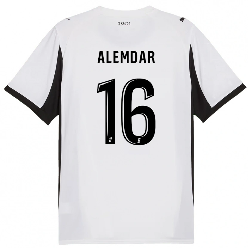 Danxen Mænd Doğan Alemdar #16 Hvid Sort Udebane Spillertrøjer 2025/26 Trøje T-Shirt