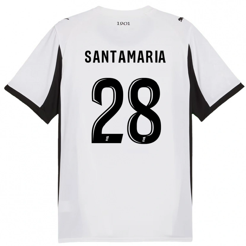 Danxen Mænd Baptiste Santamaria #28 Hvid Sort Udebane Spillertrøjer 2025/26 Trøje T-Shirt