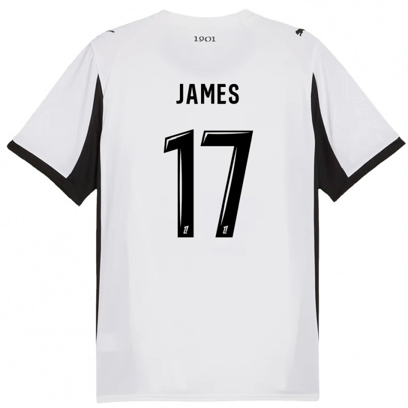 Danxen Mænd Jordan James #17 Hvid Sort Udebane Spillertrøjer 2025/26 Trøje T-Shirt