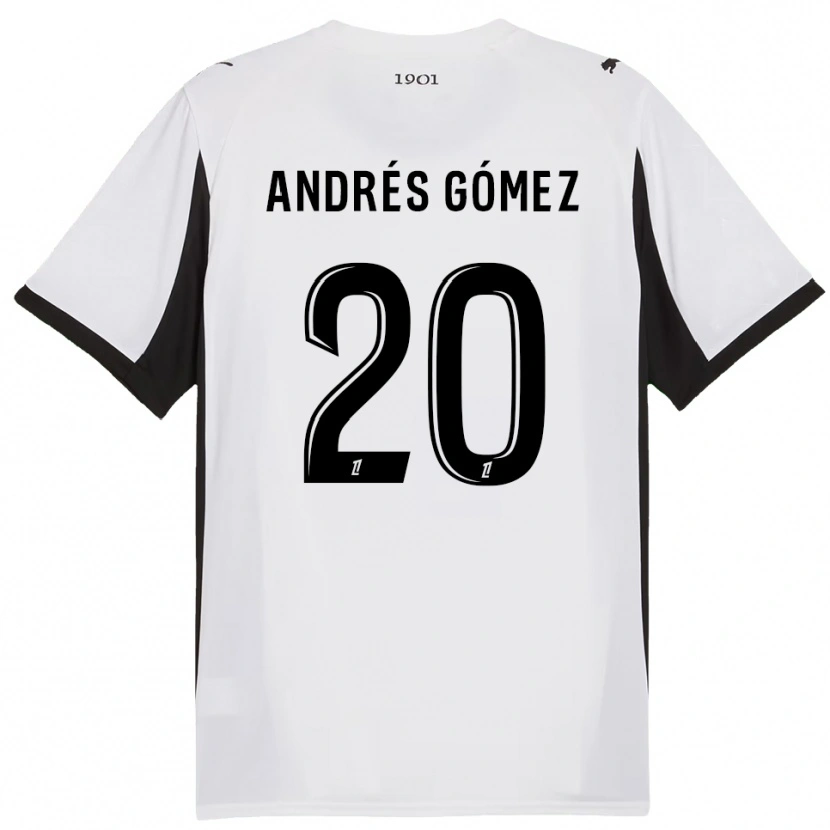 Danxen Mænd Carlos Andrés Gómez #20 Hvid Sort Udebane Spillertrøjer 2025/26 Trøje T-Shirt