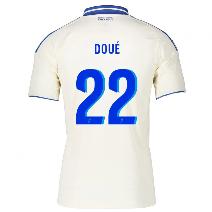 Danxen Mænd Guéla Doué #22 Champagne Blå Udebane Spillertrøjer 2025/26 Trøje T-Shirt