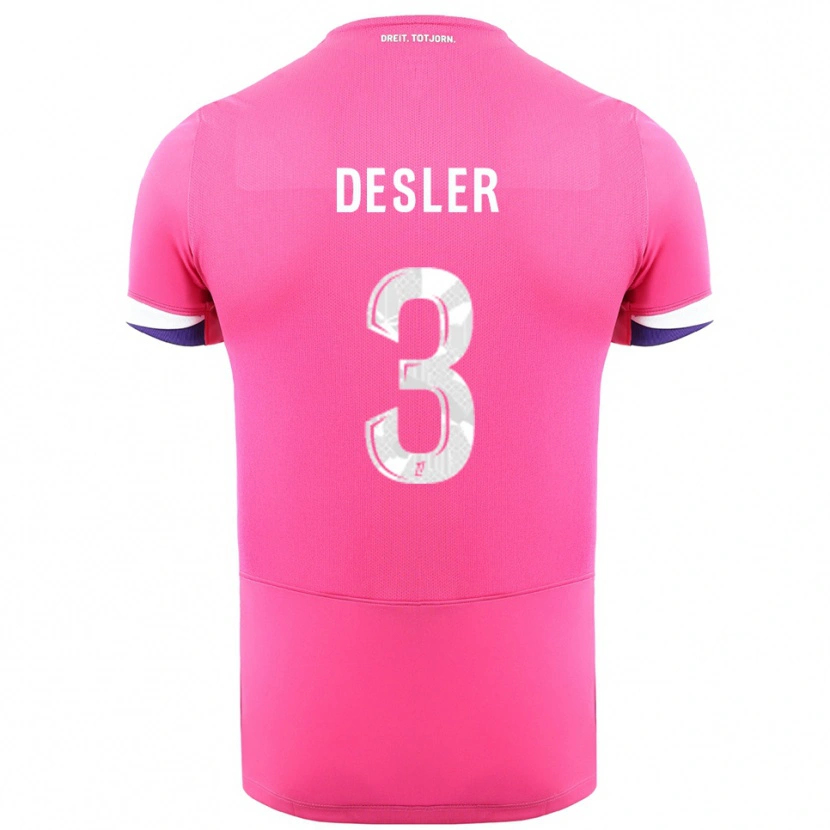 Danxen Mænd Mikkel Desler #3 Pink Hvid Udebane Spillertrøjer 2025/26 Trøje T-Shirt