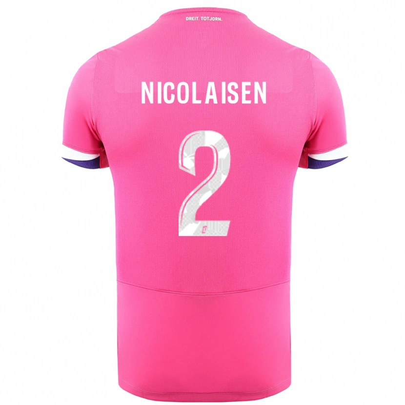 Danxen Mænd Rasmus Nicolaisen #2 Pink Hvid Udebane Spillertrøjer 2025/26 Trøje T-Shirt