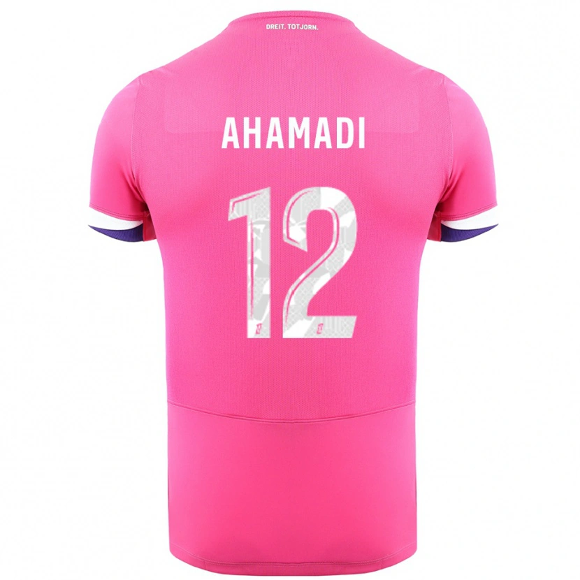 Danxen Mænd Isaack Ahamadi #12 Pink Hvid Udebane Spillertrøjer 2025/26 Trøje T-Shirt