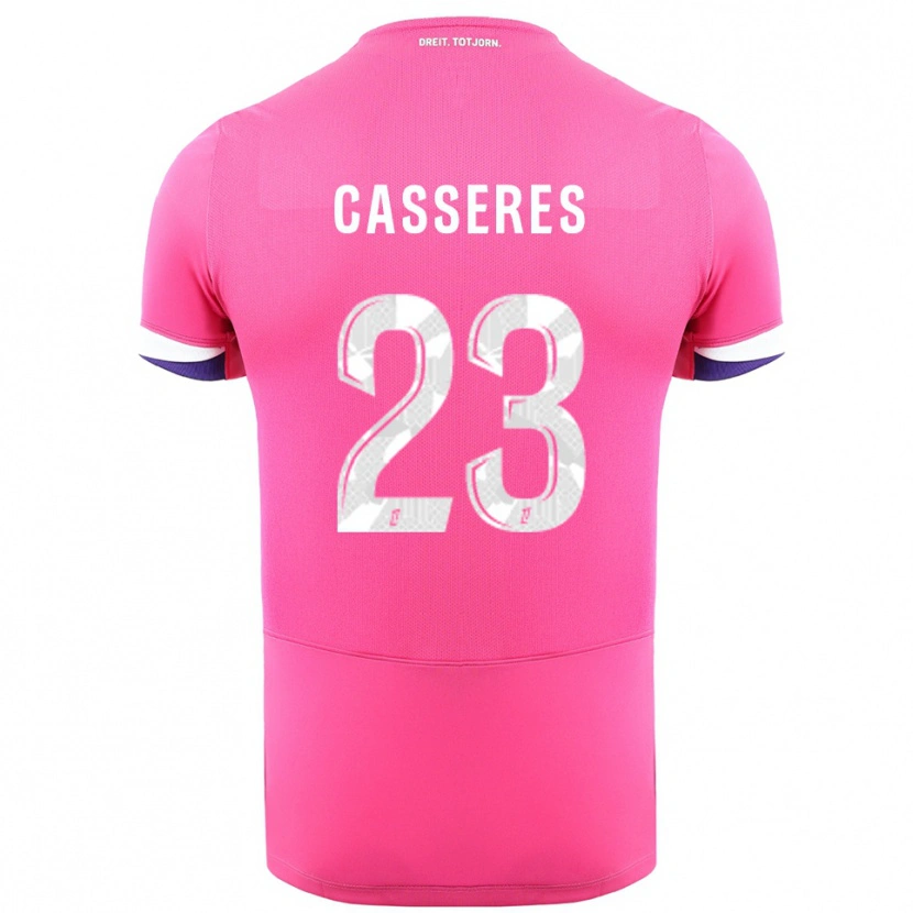 Danxen Mænd Cristian Cásseres Jr. #23 Pink Hvid Udebane Spillertrøjer 2025/26 Trøje T-Shirt