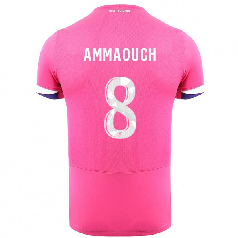 Danxen Mænd Aymen Amaaouch #8 Pink Hvid Udebane Spillertrøjer 2025/26 Trøje T-Shirt
