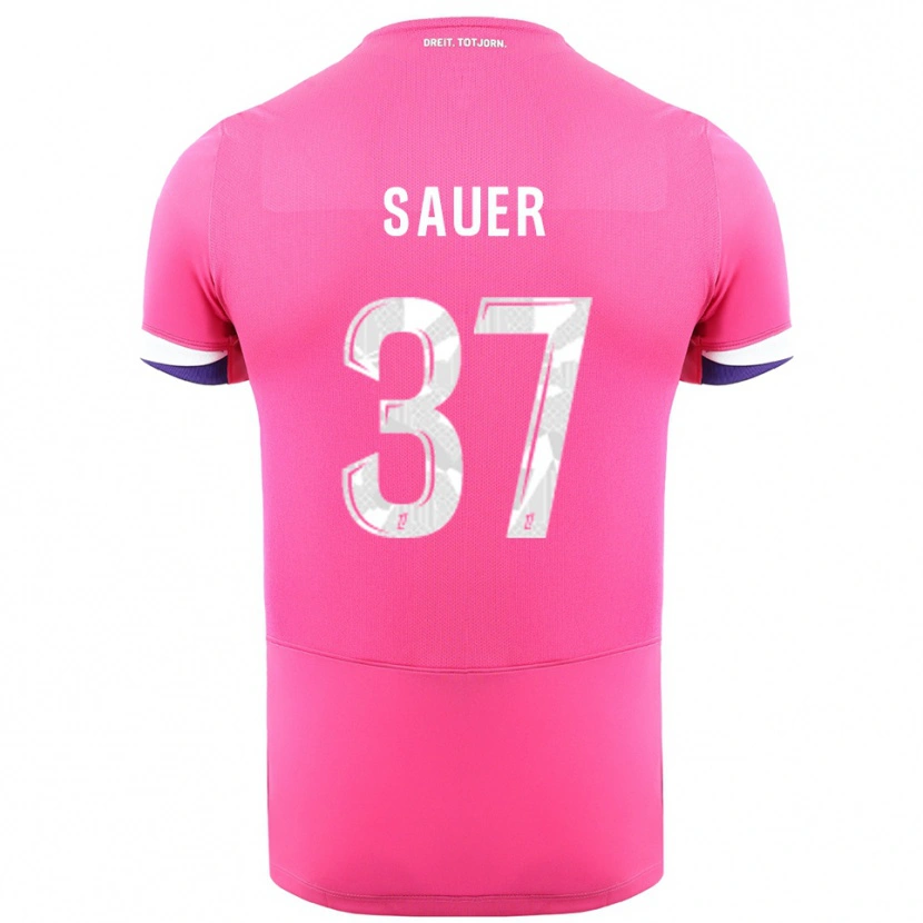 Danxen Mænd Mario Sauer #37 Pink Hvid Udebane Spillertrøjer 2025/26 Trøje T-Shirt