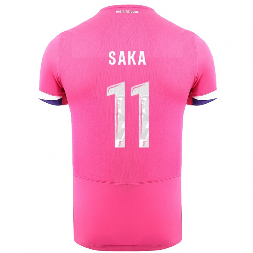 Danxen Mænd Mathis Saka #11 Pink Hvid Udebane Spillertrøjer 2025/26 Trøje T-Shirt