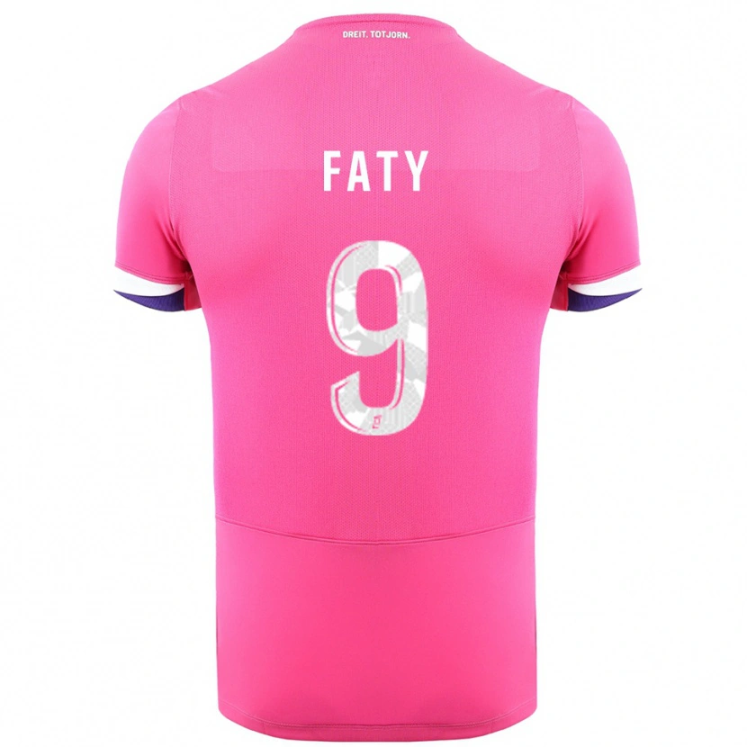 Danxen Mænd Enzo Faty #9 Pink Hvid Udebane Spillertrøjer 2025/26 Trøje T-Shirt
