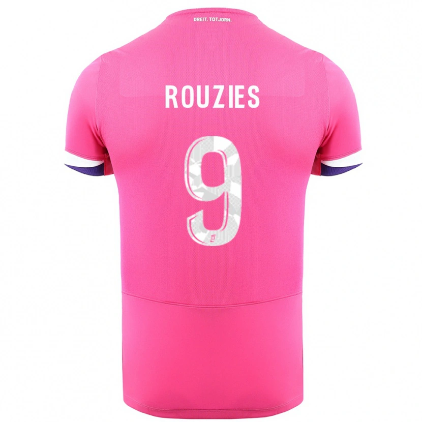 Danxen Mænd Manon Rouzies #9 Pink Hvid Udebane Spillertrøjer 2025/26 Trøje T-Shirt