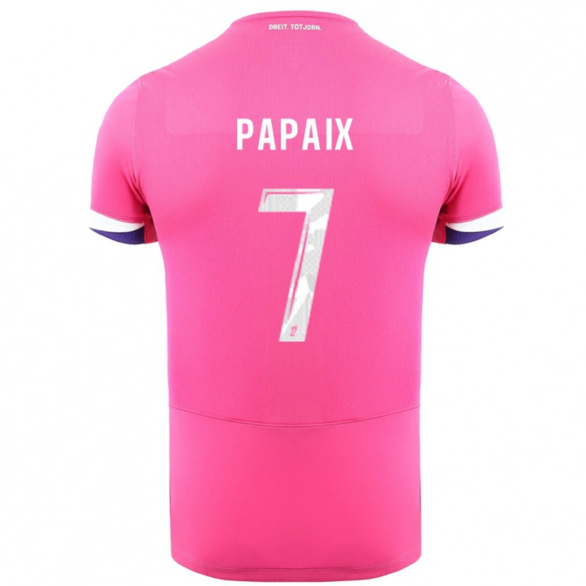 Danxen Mænd Marie Papaix #7 Pink Hvid Udebane Spillertrøjer 2025/26 Trøje T-Shirt