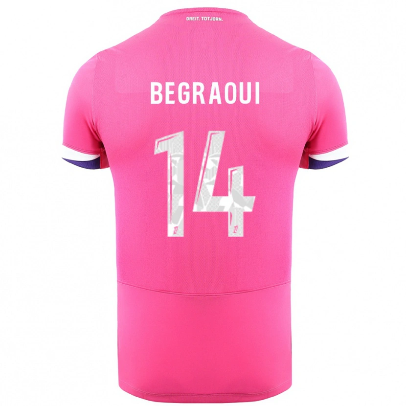 Danxen Mænd Yanis Begraoui #14 Pink Hvid Udebane Spillertrøjer 2025/26 Trøje T-Shirt