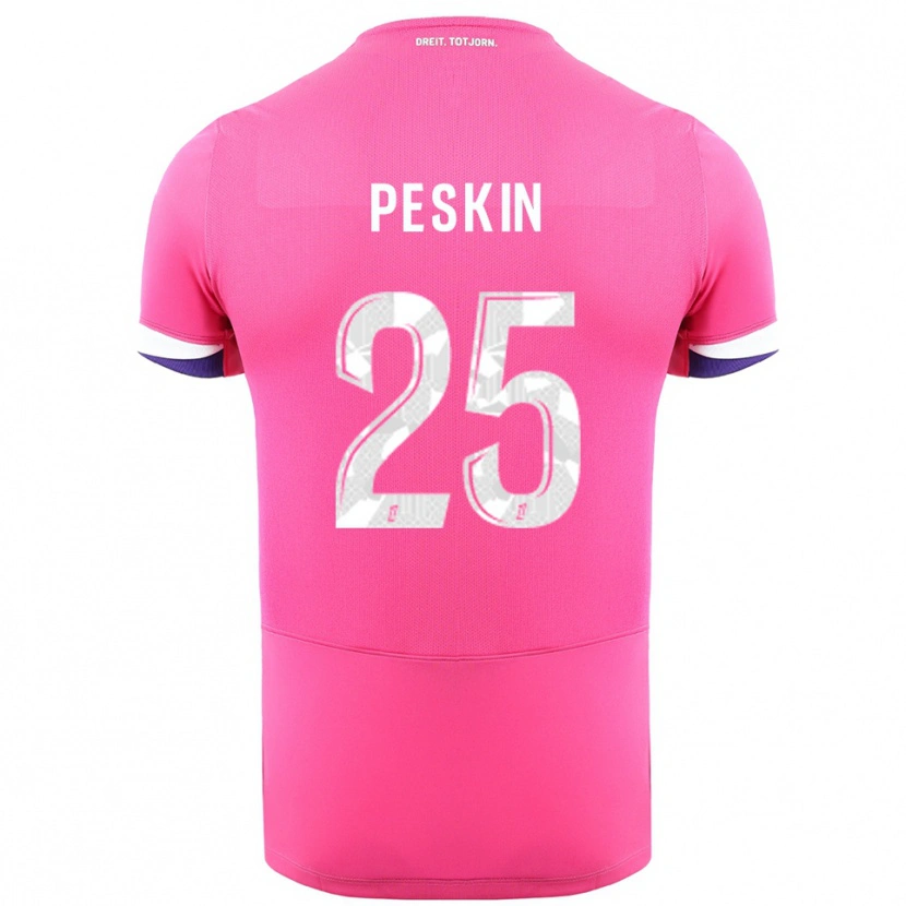 Danxen Mænd Kelso Peskin #25 Pink Hvid Udebane Spillertrøjer 2025/26 Trøje T-Shirt