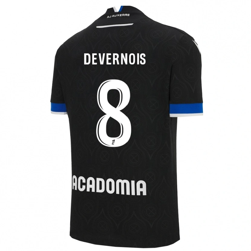 Danxen Mænd Tidiane Devernois #8 Sort Hvid Udebane Spillertrøjer 2025/26 Trøje T-Shirt