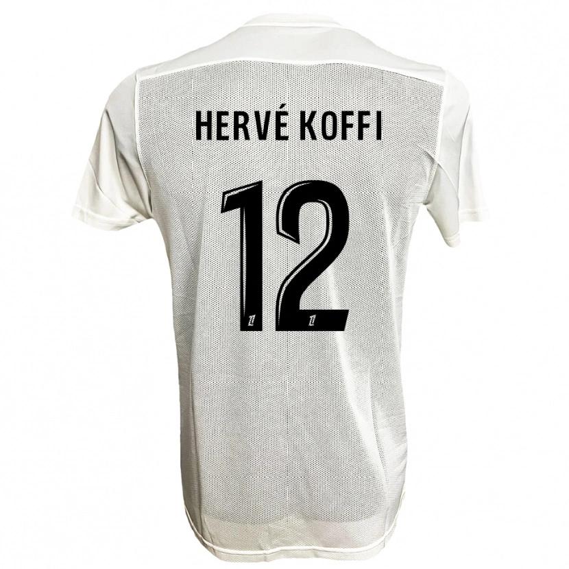 Danxen Mænd Hervé Koffi #12 Sort Hvid Udebane Spillertrøjer 2025/26 Trøje T-Shirt