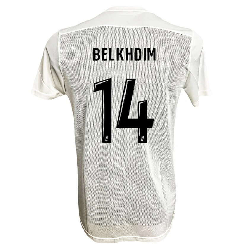 Danxen Mænd Yassin Belkhdim #14 Sort Hvid Udebane Spillertrøjer 2025/26 Trøje T-Shirt
