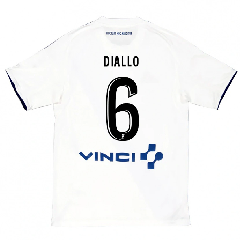 Danxen Mænd Ibrahim Diallo #6 Hvid Blå Udebane Spillertrøjer 2025/26 Trøje T-Shirt