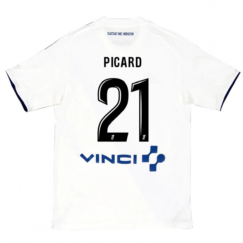 Danxen Mænd Océane Picard #21 Hvid Blå Udebane Spillertrøjer 2025/26 Trøje T-Shirt