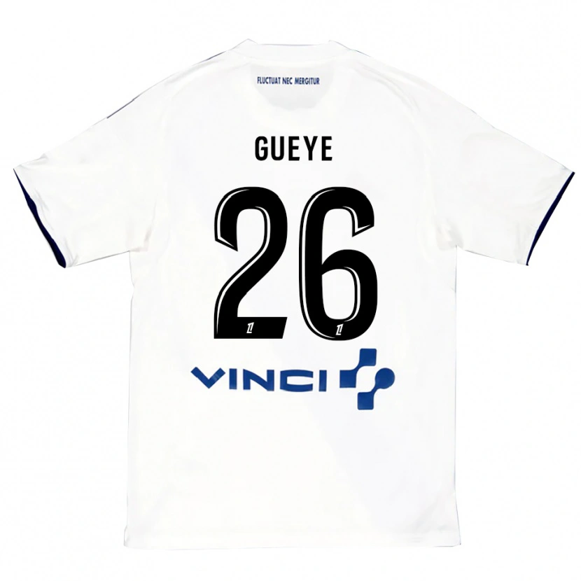 Danxen Mænd Lamine Gueye #26 Hvid Blå Udebane Spillertrøjer 2025/26 Trøje T-Shirt
